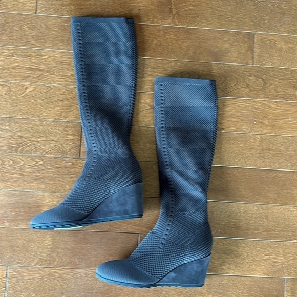 Eileen fisher kasana knit pull on knee high wedge Boots sz 8. New without box - Picture 5 of 7